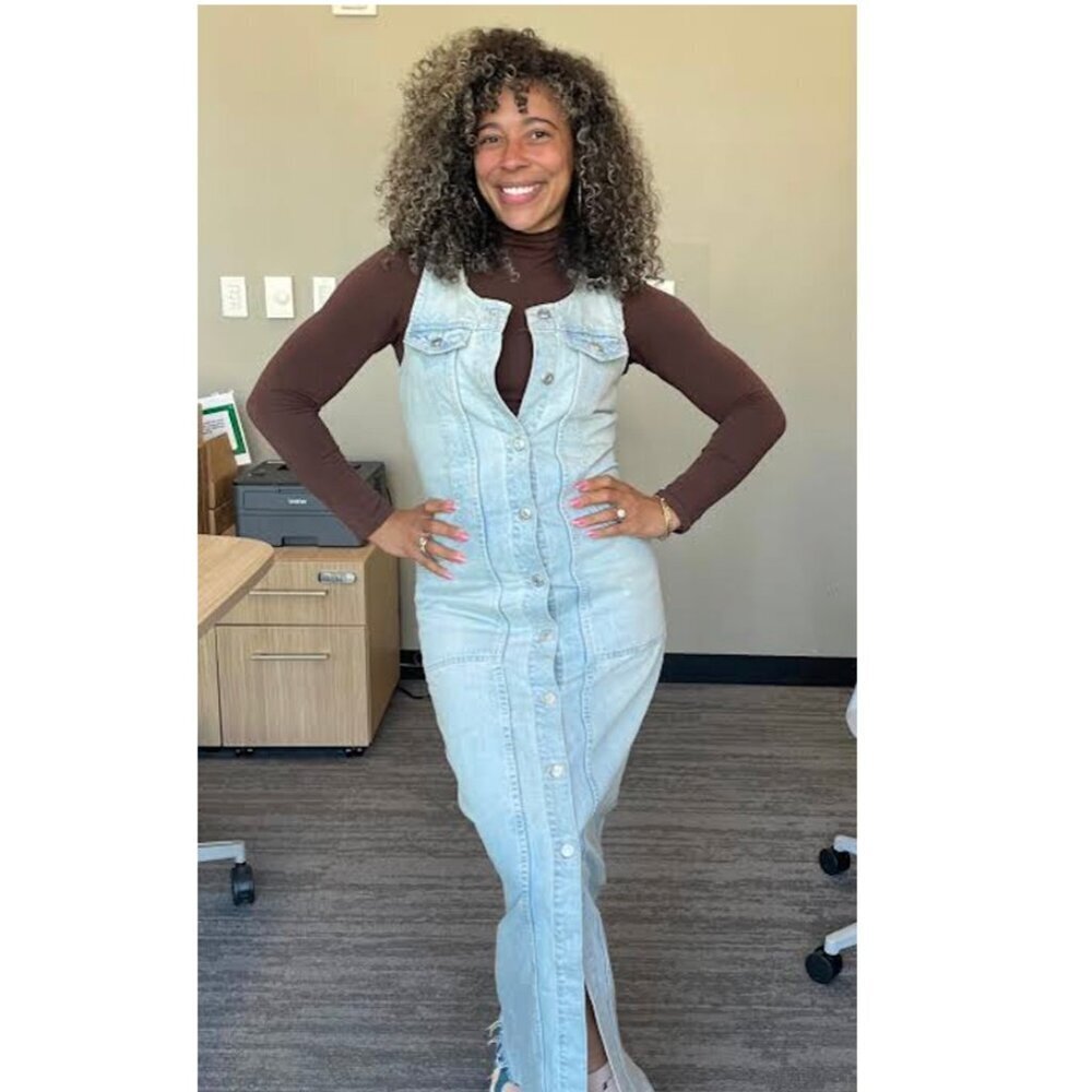 TOPSHOP Sleeveless Denim Maxi Dress in Bleach Size US 2